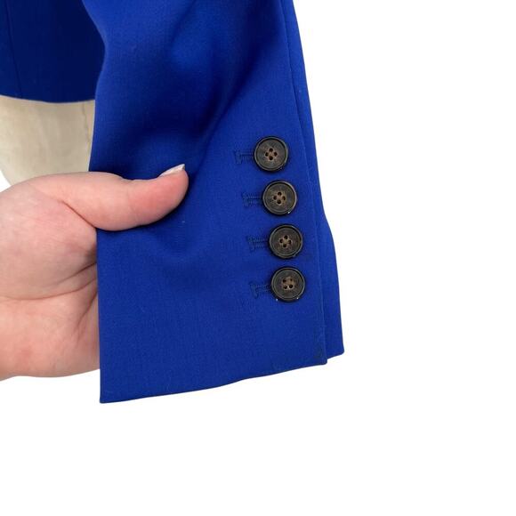 L.A.M.B. Double Breasted Wool Blend Blazer Cobalt Blue Black Size US 6 - Picture 10 of 16